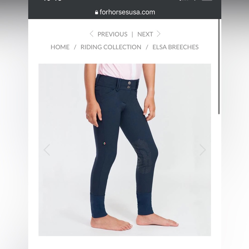 ForHorses *worn once* ELSA Breeches. Black riding pants. Juniors unisex. Size 8
